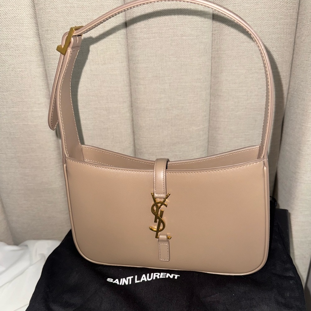 Saint Laurent Taupe Leather 5 a 7 shoulder bag